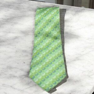 Alfani Foulard Silk Tie Geometric Green Blue White